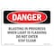Signmission OSHA Danger Sign, 10" Height, 14" Width, Blasting In Progress When Light Is Flashing, Landscape OS-DS-D-1014-L-2125 - alternate 1